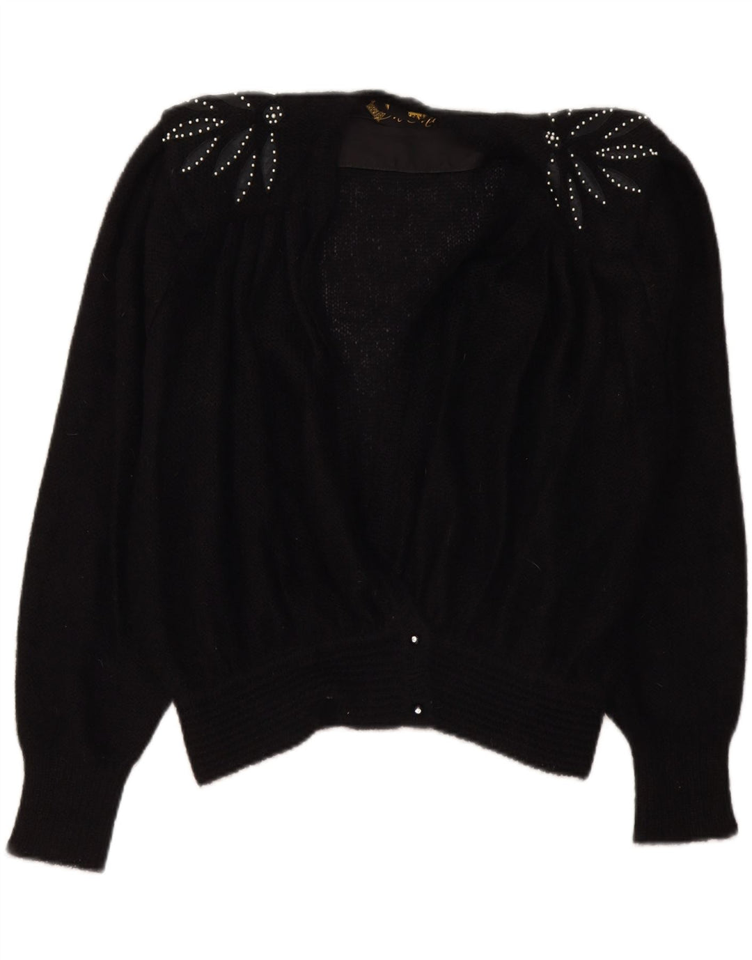 Vintage mujer Cardigan suéter IT 48 XL Negro