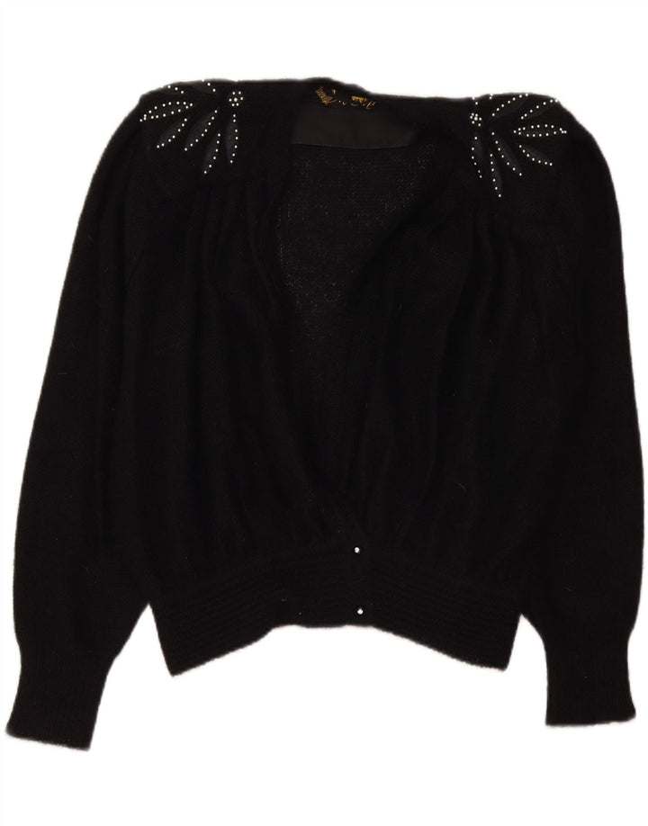 Vintage mujer Cardigan suéter IT 48 XL Negro