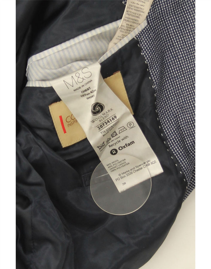 Marks & Spencer Chaqueta tipo blazer corta para hombre UK 42 Large Azul marino manchado