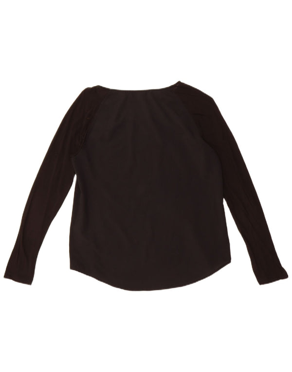 French Connection Blusa de manga larga para mujer UK 40 Small Lyocell negro