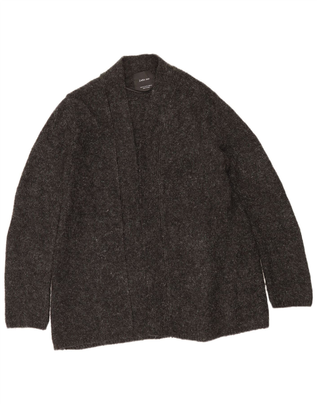 Zara Mujer Cárdigan Abierto Suéter UK 44 Gris Medio