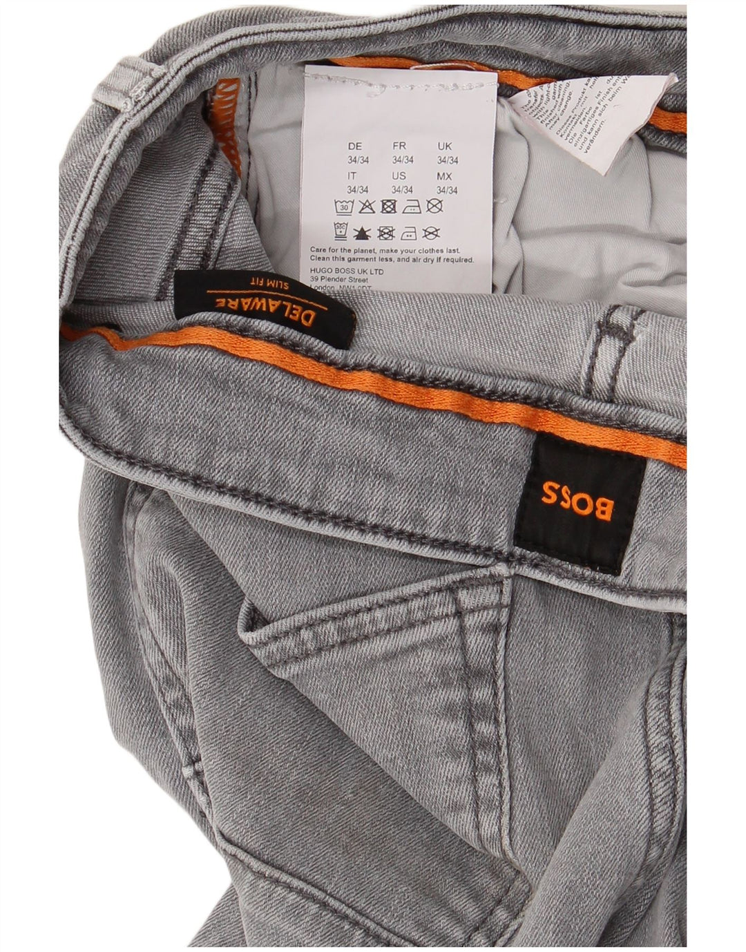 Vaqueros Hugo Boss Delaware Slim para hombre W34 L34 Algodón gris