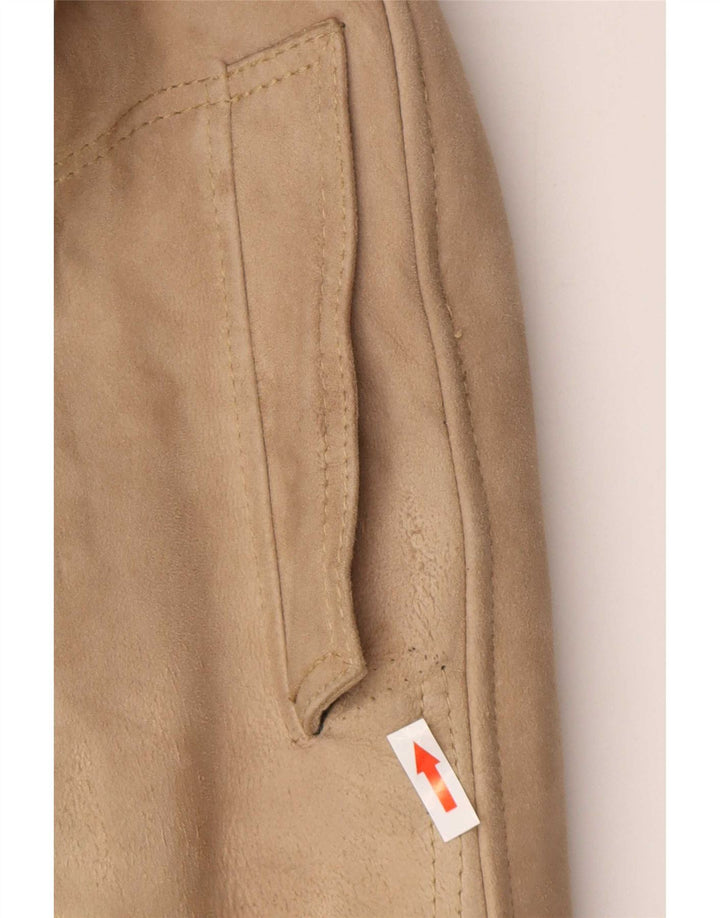 Vintage mujer shearling abrigo Reino Unido 8 pequeño beige