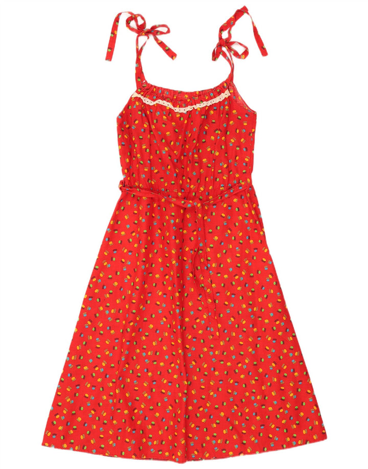 Vestido lencero vintage con patrón abstracto para mujer IT 44 Rojo medio
