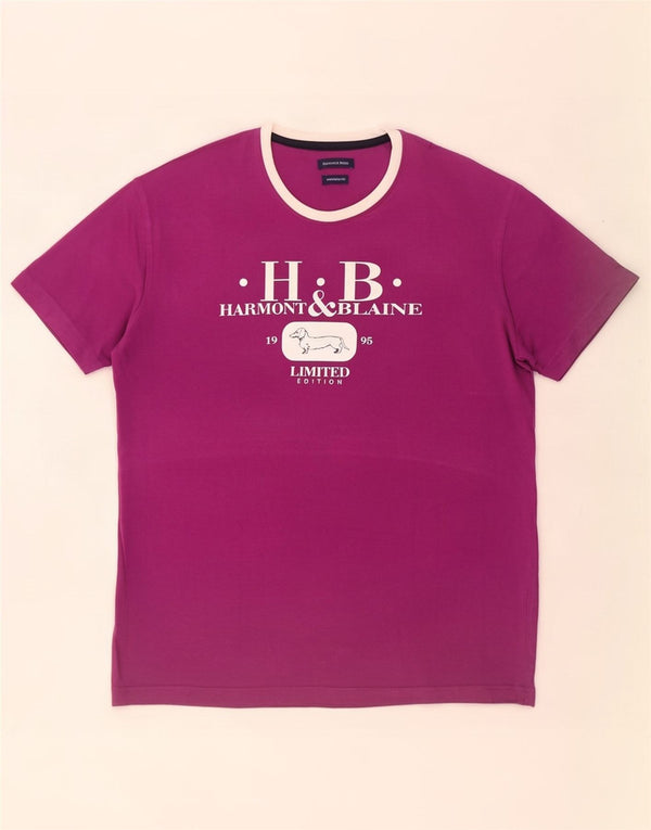 Harmont & Blaine Camiseta gráfica de corte estrecho para hombre Top XL Algodón morado