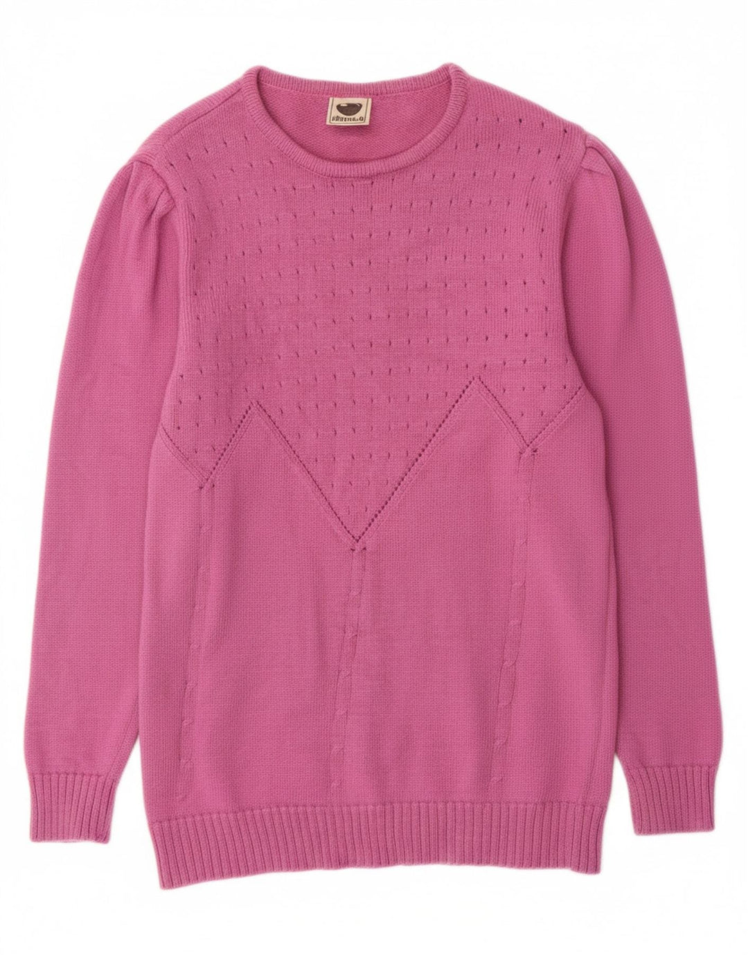 VINTAGE Womens Crew Neck Jumper Sweater UK 12 Medium Pink