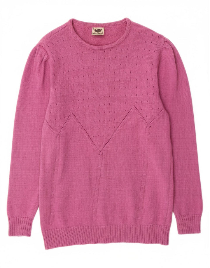 VINTAGE Womens Crew Neck Jumper Sweater UK 12 Medium Pink