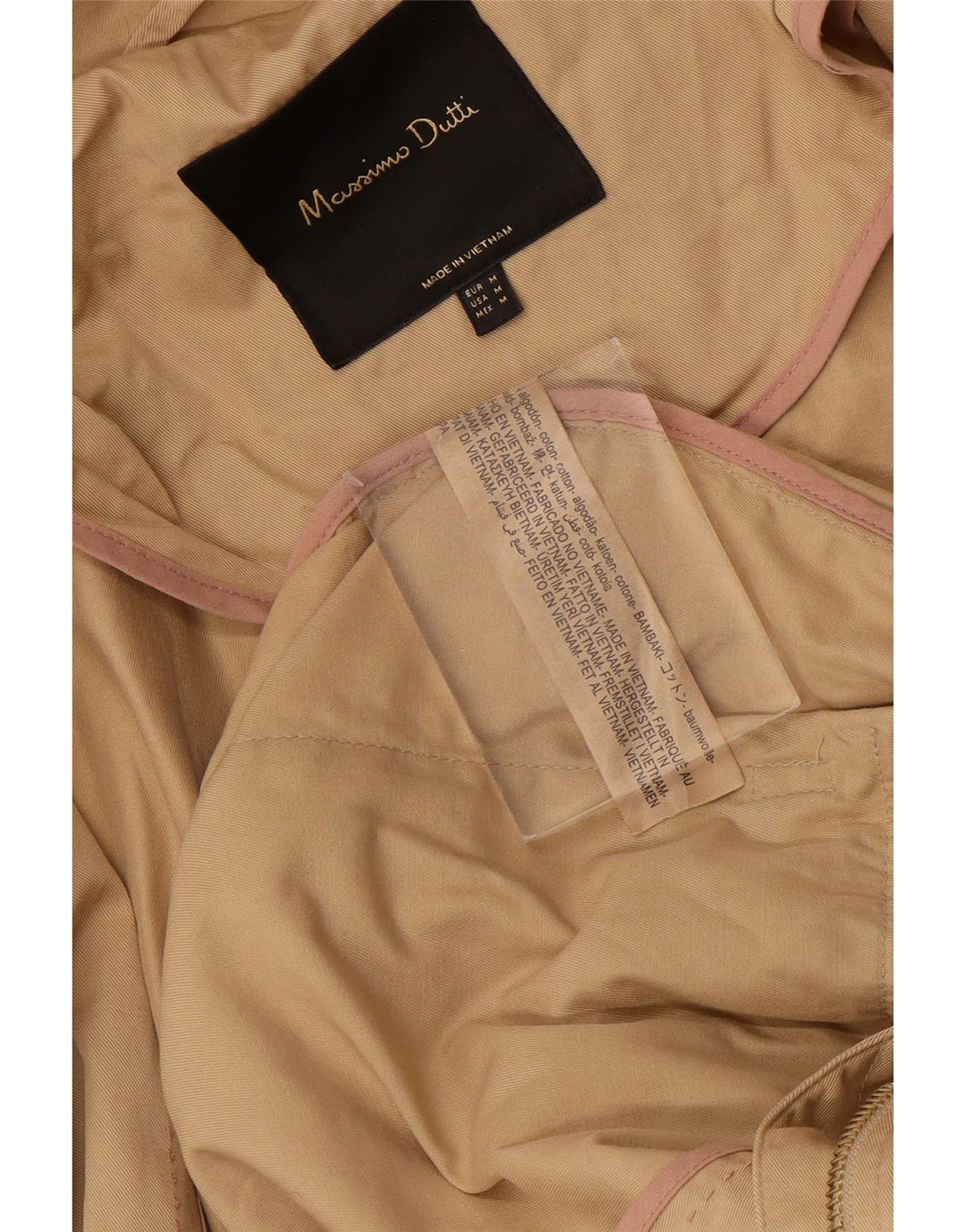 MASSIMO DUTTI Parka con capucha para mujer UK 44 Algodón beige medio