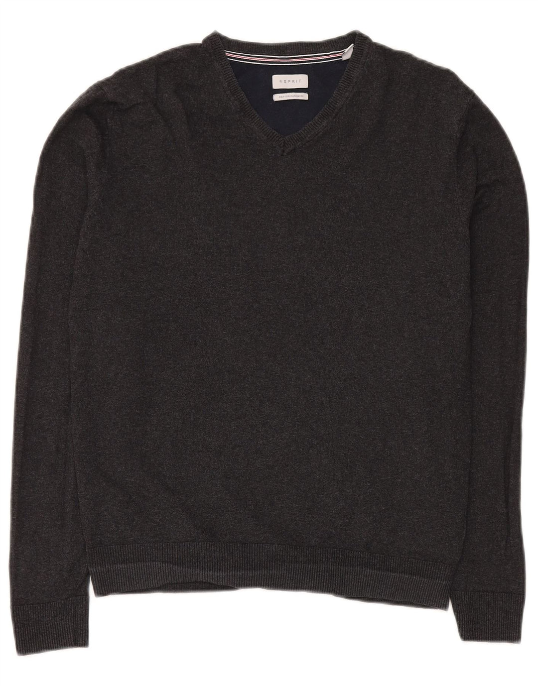 Esprit Jersey con cuello en V para hombre, talla pequeña, algodón gris