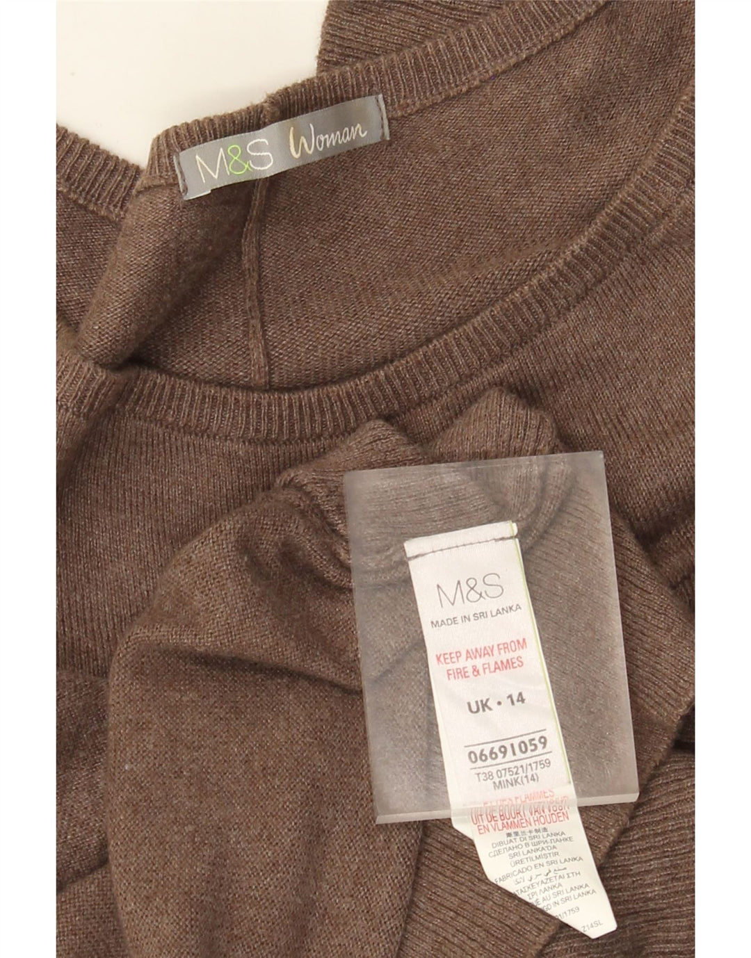 Marks & Spencer Vestido tipo jersey para mujer UK 44 Algodón marrón medio