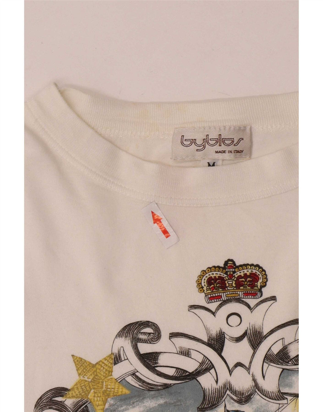 Byblos Camiseta gráfica para hombre Top Medium White Cotton