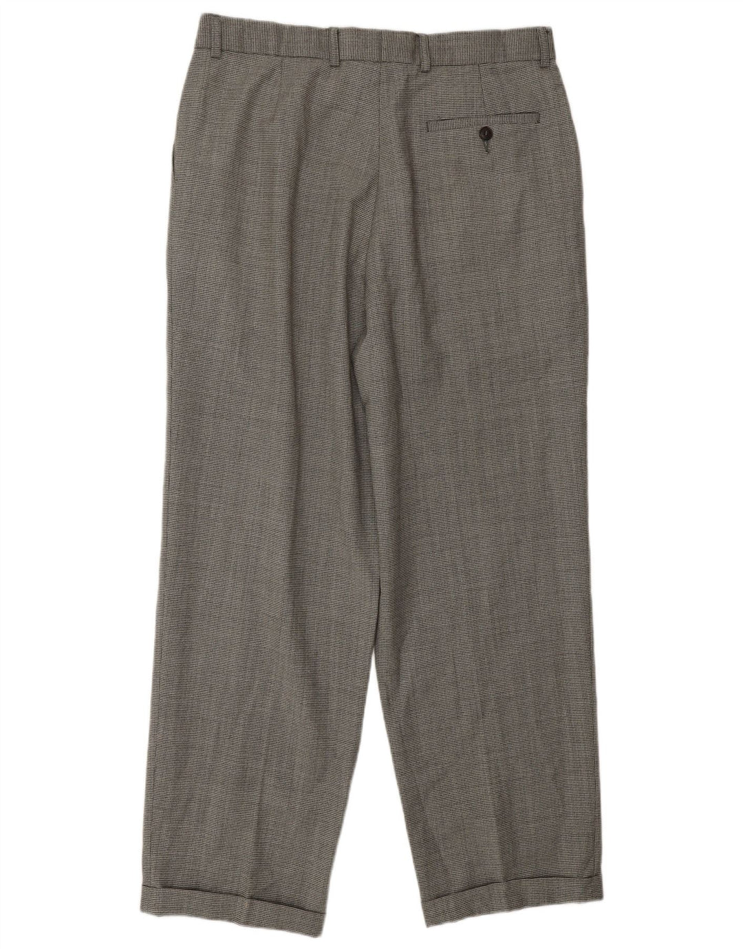 Marks & Spencer Pantalones informales con pinzas para hombre W34 L31 Lana de pata de gallo negra