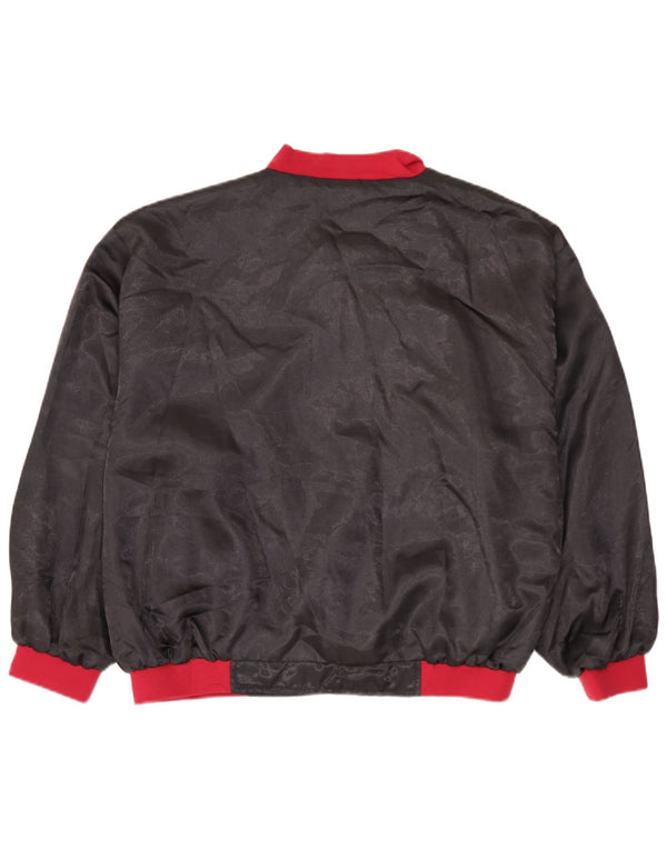 Vintage hombres bomber chaqueta Reino Unido 38 medio negro colorblock poliamida