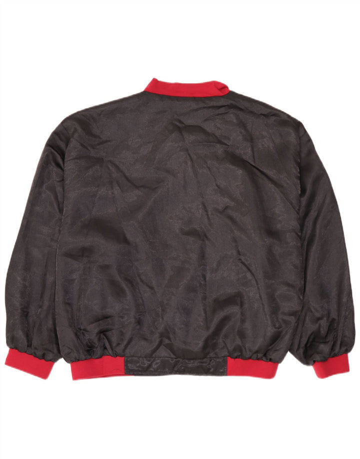 Vintage hombres bomber chaqueta Reino Unido 38 medio negro colorblock poliamida