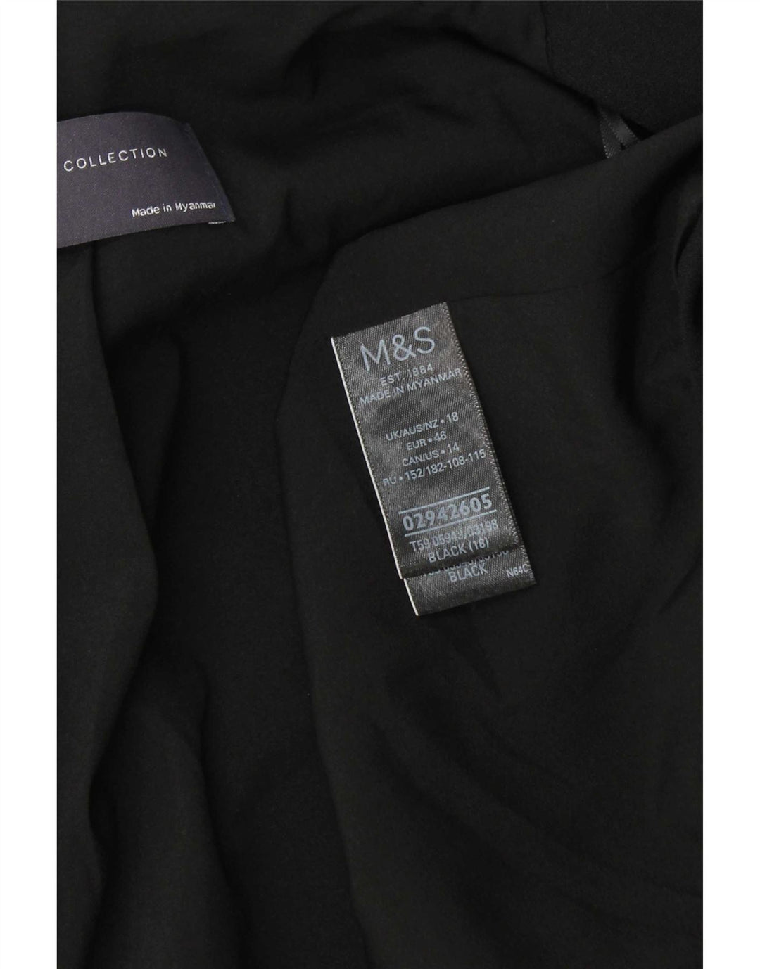 Marks & Spencer Chaqueta Americana Abierta de Manga 3/4 para Mujer UK 40 XL Negro