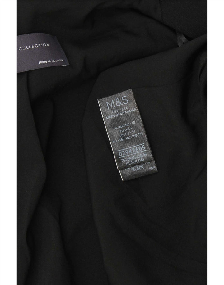 Marks & Spencer Chaqueta Americana Abierta de Manga 3/4 para Mujer UK 40 XL Negro