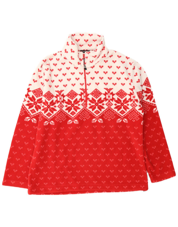 F.LLI Campagnolo Jersey de forro polar con cuello y cremallera para mujer UK 40 XL Rojo Fair Isle