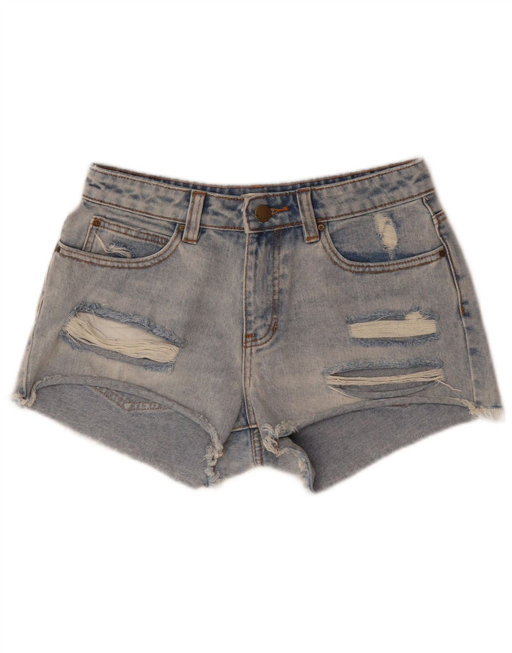 Billabong Mujer Pantalones Cortos De Mezclilla Desgastados W26 Pequeño Algodón Azul