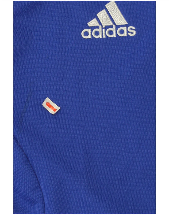 Adidas Hombre Camiseta De Chándal Con Gráfico Y Cuello Con Cremallera Grande Azul