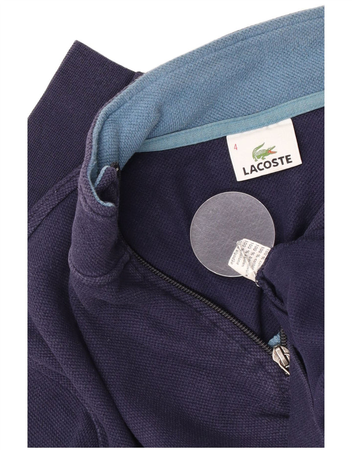 Lacoste Sudadera con cuello y cremallera para hombre talla 4 mediana algodón azul marino