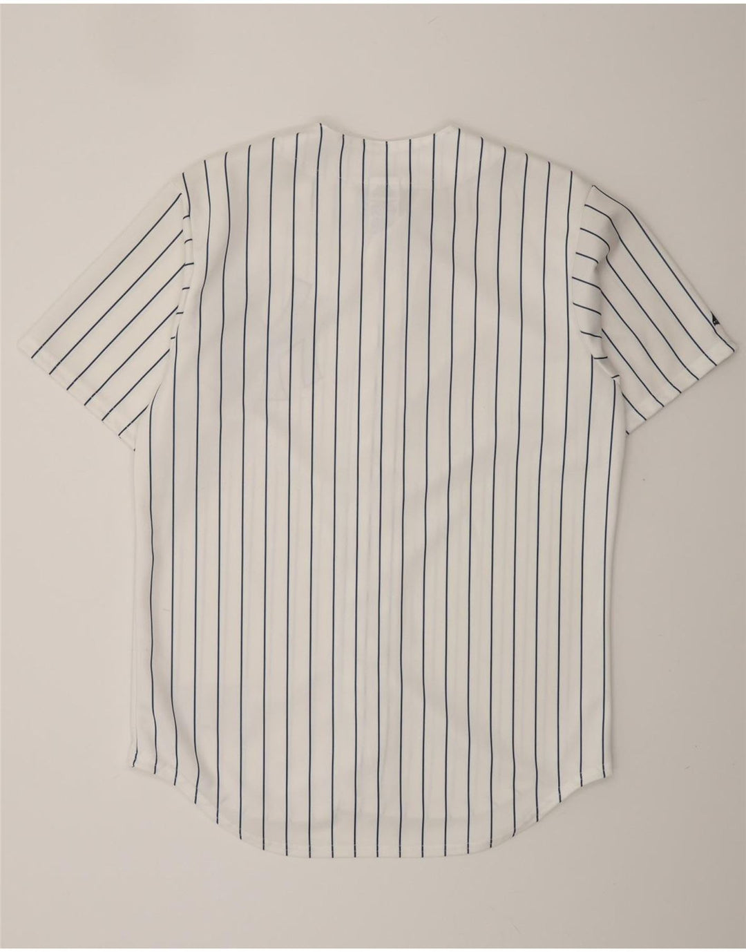 MAJESTIC Camiseta estampada de los New York Yankees para hombre, mediana, blanca, a rayas