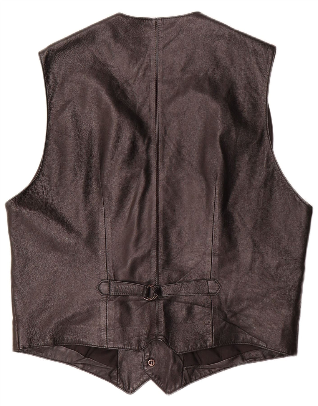 Chaleco de cuero vintage para hombre IT 52 cuero negro grande