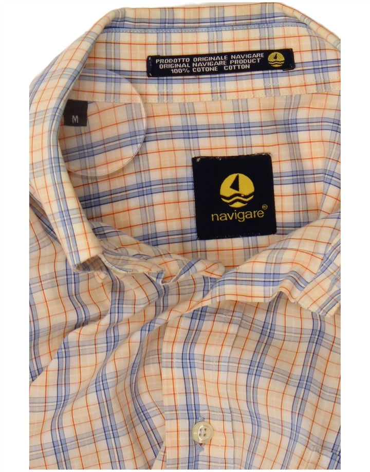 NAVIGARE Camisa Hombre Algodón Cuadros Amarillo Mediano