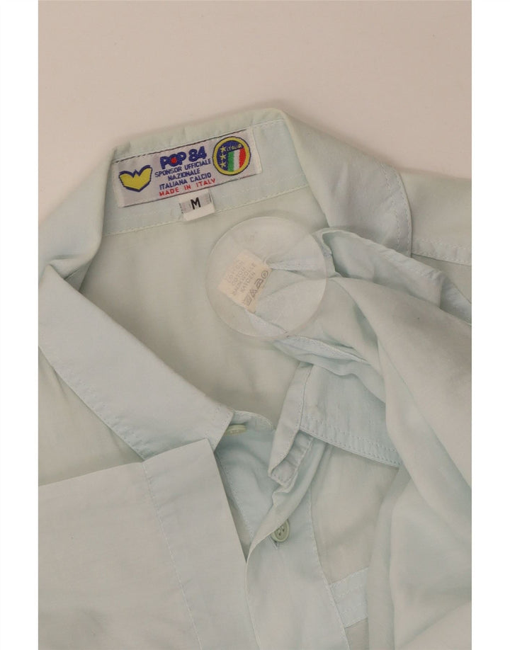 POP 84 Camisa Manga Corta Hombre Algodón Azul Medio
