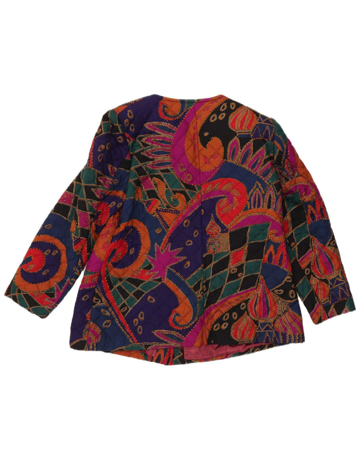 VINTAGE Chaqueta acolchada para mujer Reino Unido 14 Paisley multicolor grande
