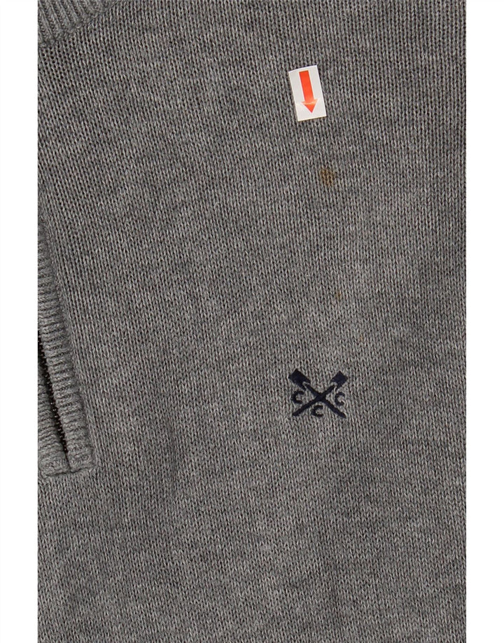 Crew Clothing - Jersey con cuello y cremallera para hombre, talla pequeña, algodón gris