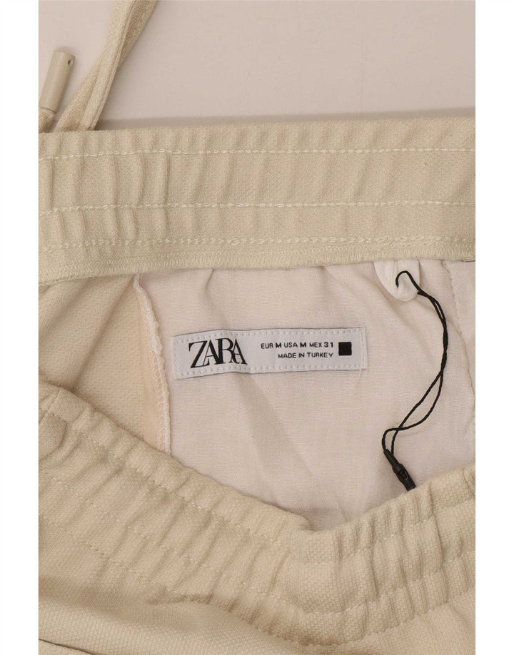 Zara Hombre Pantalón Chino Tapered Mediano W32 L30 Poliéster Beige