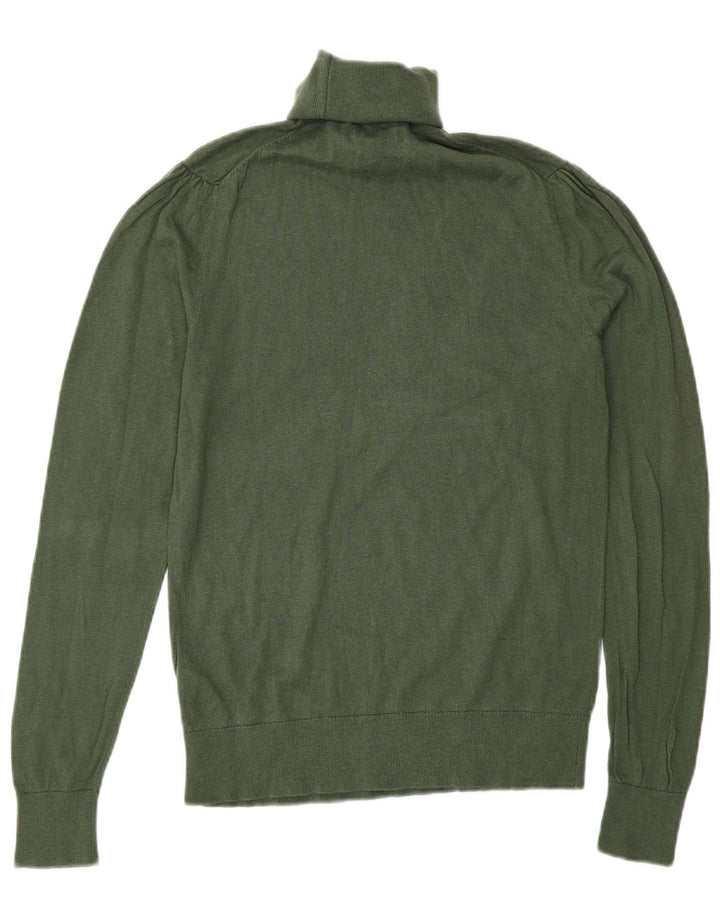 Massimo Dutti Jersey de cuello vuelto para mujer UK 42 Seda verde medio