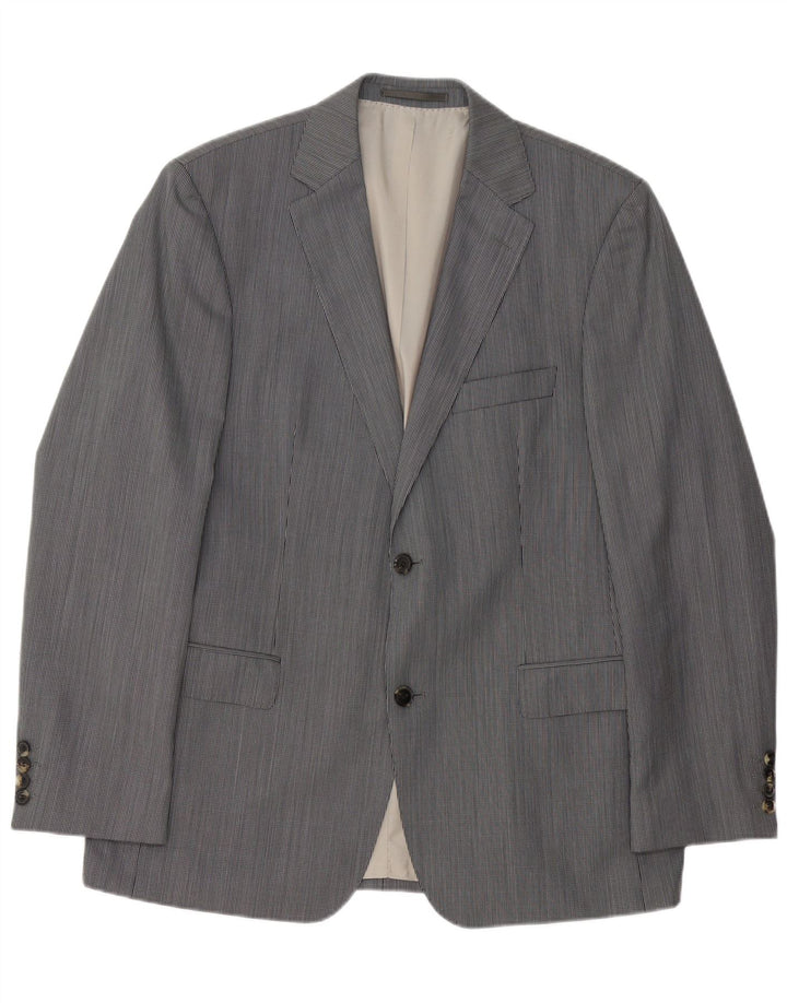 Hugo Boss Chaqueta tipo blazer de 2 botones para hombre EU 52 XL Lana virgen gris a rayas