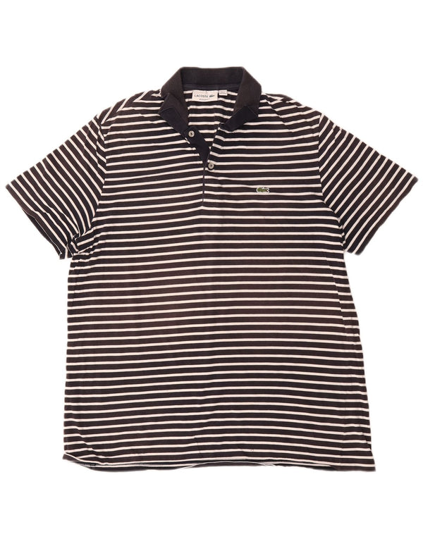 Lacoste Polo de ajuste regular para hombre talla 7 2XL algodón a rayas azul marino