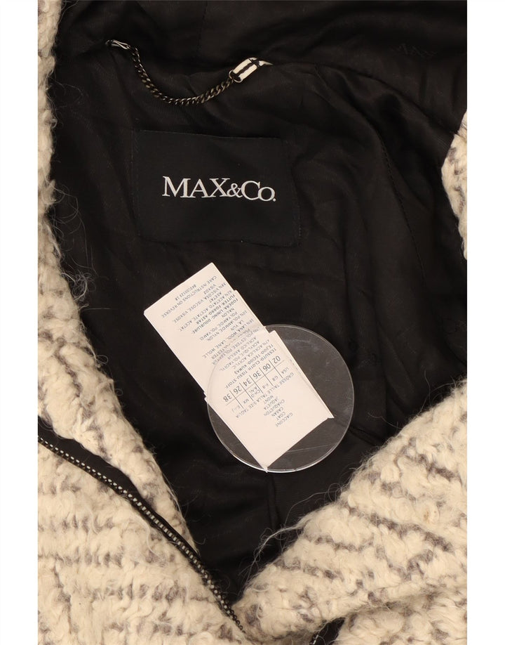Max & Co. Abrigo extragrande con capucha para mujer UK 6 XS Off White Chevron
