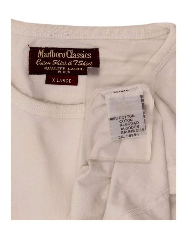 Marlboro Classics Top gráfico para hombre manga larga XL algodón blanco