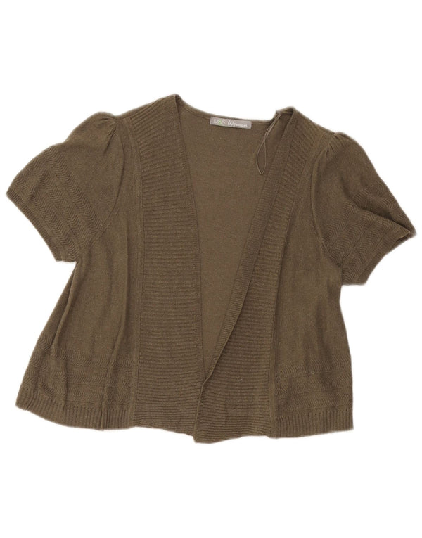 Marks & Spencer Suéter tipo cárdigan de manga corta para mujer UK 44 Medium Khaki