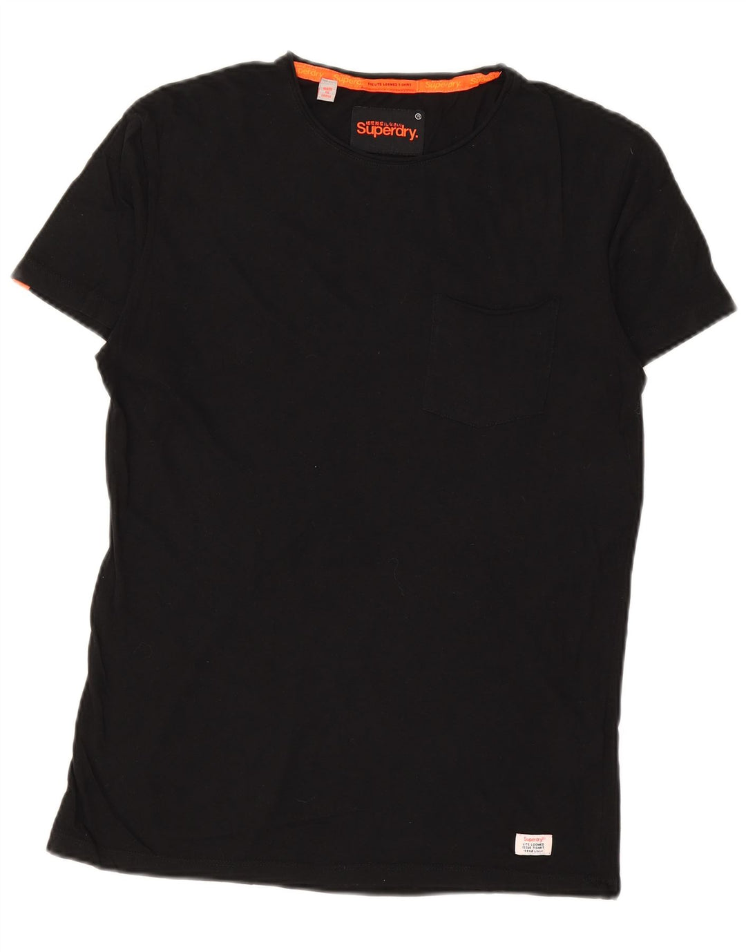 SUPERDRY Hombre Camiseta Top Medium Negro Algodón