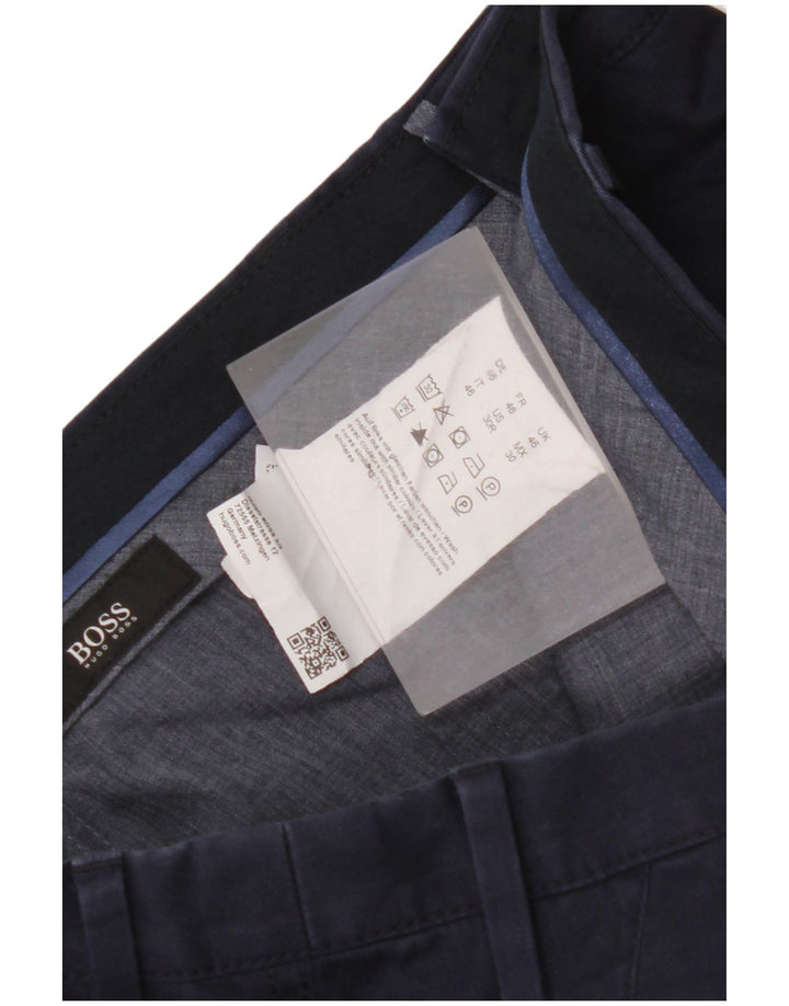 HUGO BOSS Pantalones chinos ajustados para hombre IT 46 Small W32 L32 Algodón azul marino