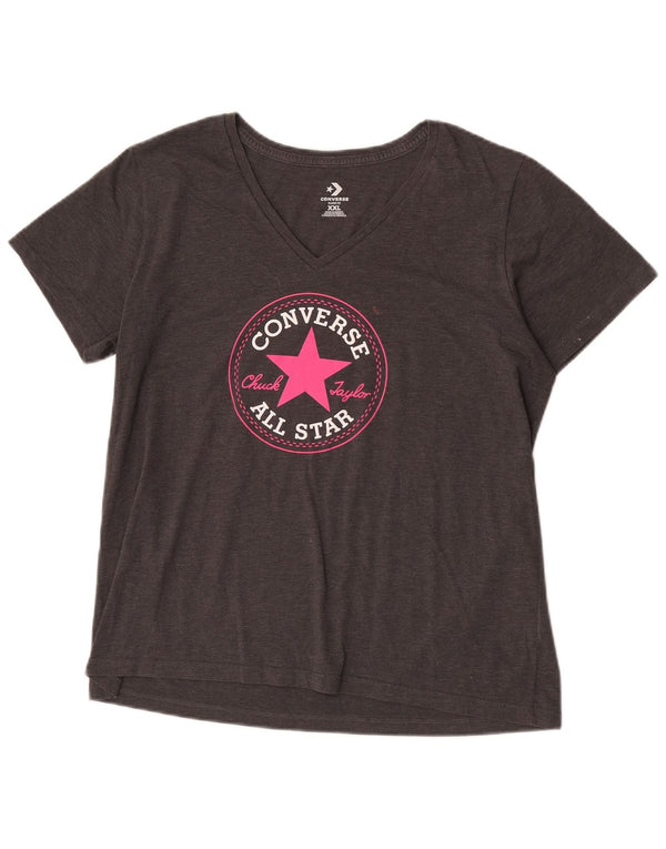 Converse Chuck Taylor - Camiseta gráfica de ajuste clásico para mujer, talla 20, 2XL, color gris