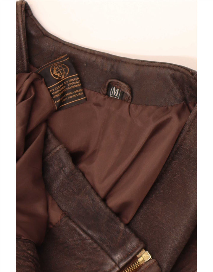 Chaleco de cuero vintage para hombre Reino Unido 38 Marrón medio
