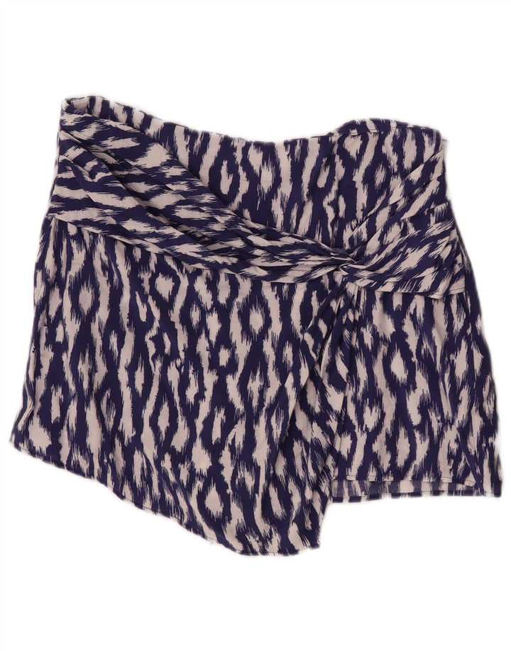 Zara Mujer Falda Pantalón Grande W30 Morado Ikat Viscosa