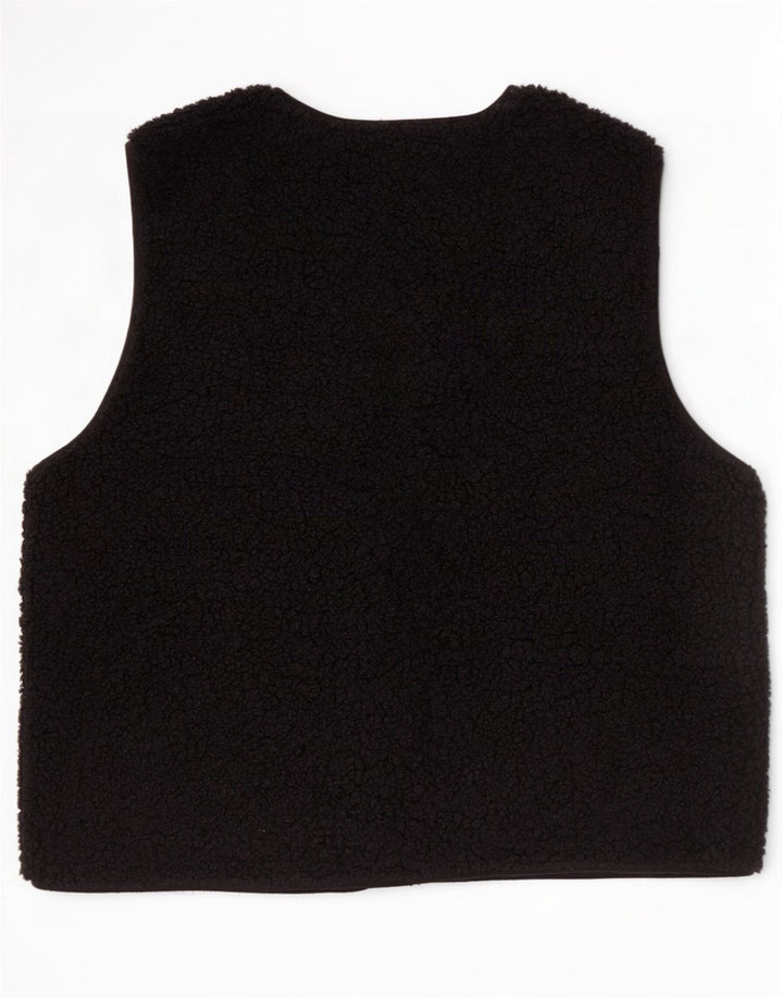 Zara Mujer Chaleco De Forro Extragrande UK 10 Small Poliéster Negro
