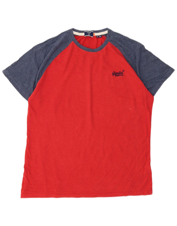 Superdry Camiseta para hombre Top 2XL Algodón color block rojo
