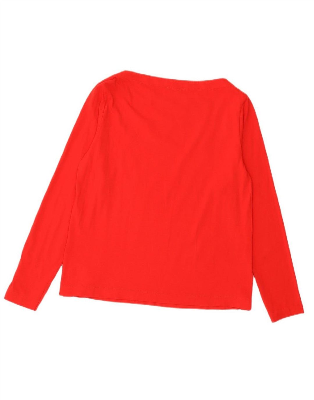 BENETTON Womens Top Long Sleeve UK 14 Medium Red Cotton