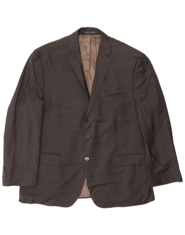 Calvin Klein Chaqueta tipo blazer de 2 botones para hombre UK 44 2XL Lana de pata de gallo marrón
