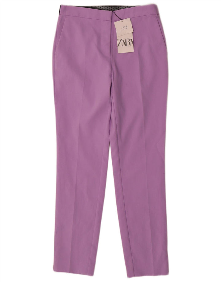 Zara Mujer Pantalón De Traje Slim Small W27 L27 Poliéster Morado