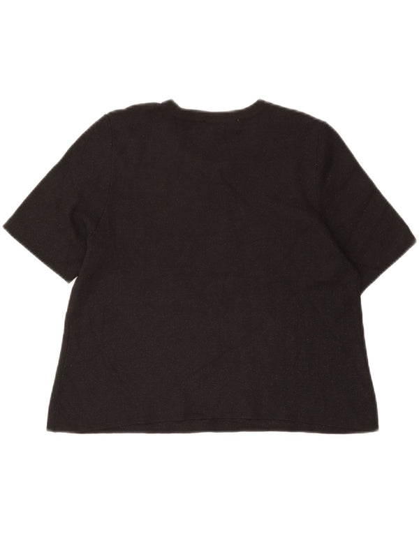 Zara Mujer Crop Camiseta Top UK 12 Medium Negro