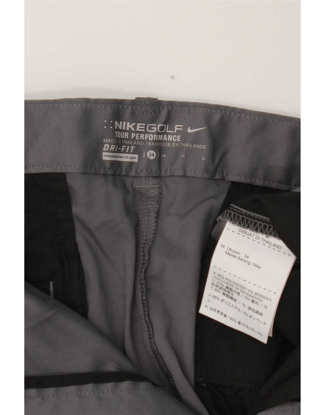 Nike - Pantalones cortos chinos Dri Fit para hombre W34 poliéster gris grande