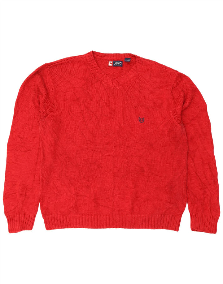 Chaps Suéter tipo jersey con cuello en V y ajuste regular para hombre XL Algodón rojo
